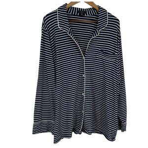 J. Crew Womens Navy & White Long Sleeve Striped Button Down Pajama Top Size 3X